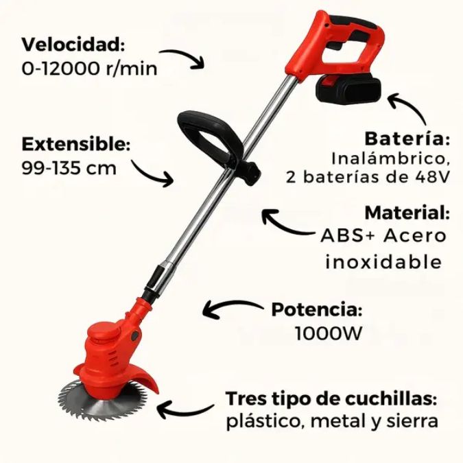 Guadaña Podadora Desbrozadora Electrica - Con batería extra
