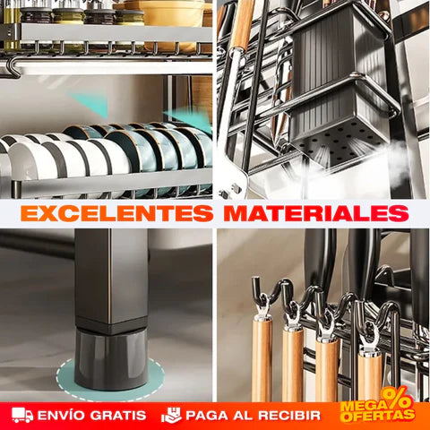 Escurridor Platos 3 Niveles en Acero Inoxidable