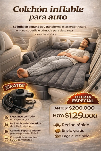 Colchón Inflable Premium + Kit Completo (Fácil de Inflar y Súper Cómodo)